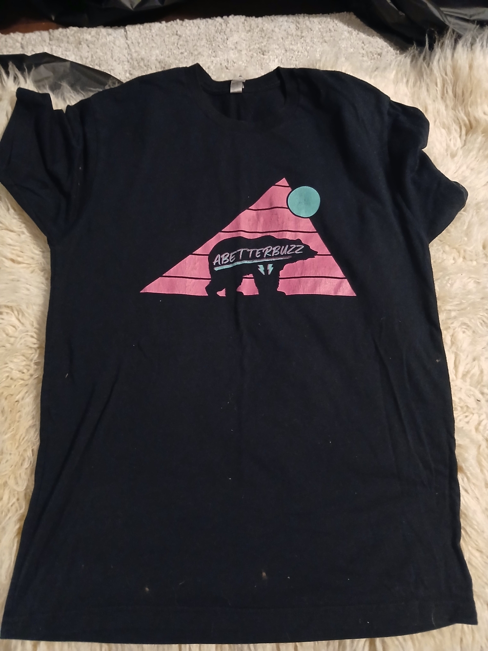 Black Graphic Tee with Pink Triangle Design